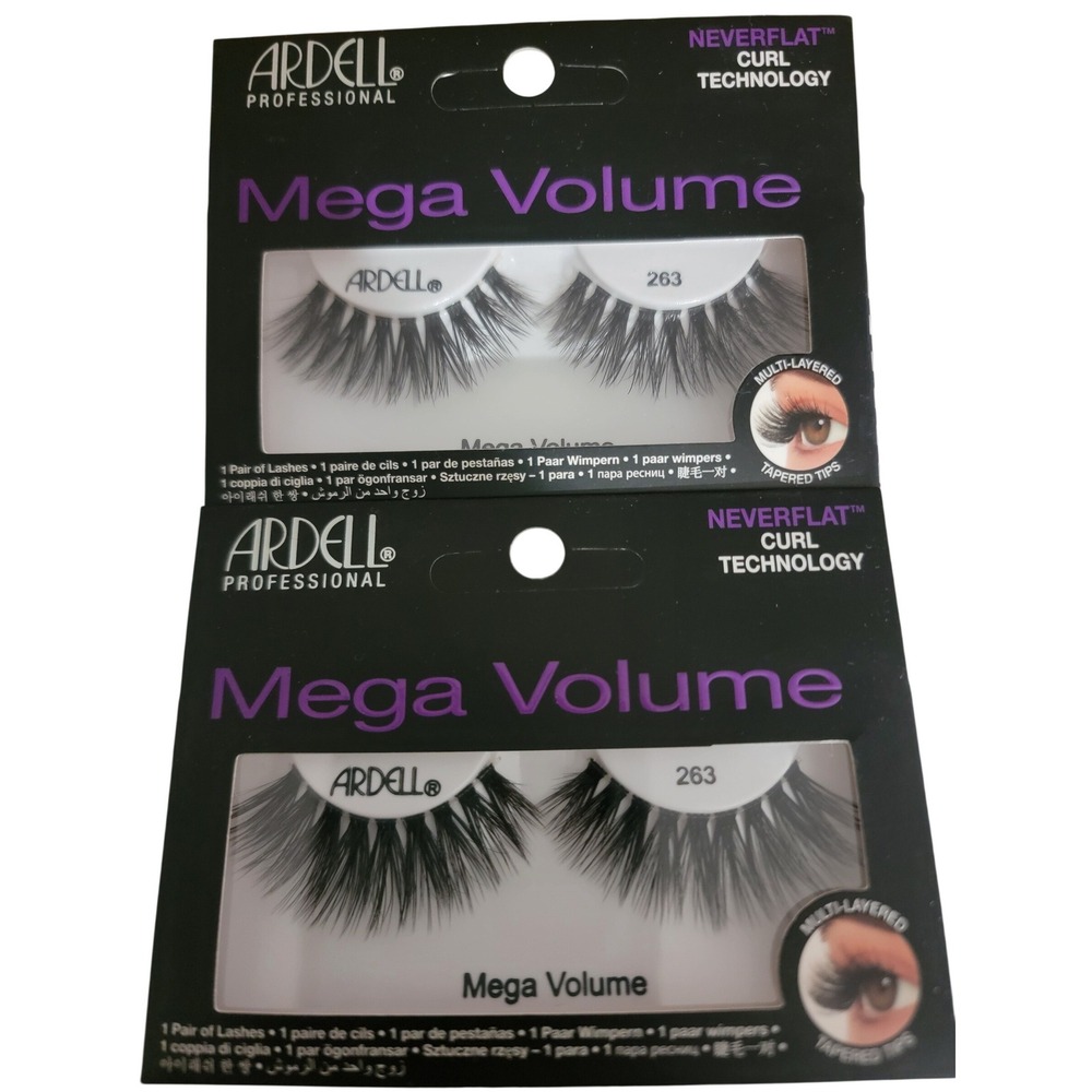 Ardell Mega Volume 263 False Eyelashes Neverflat Curl Technology 2 Pairs Black